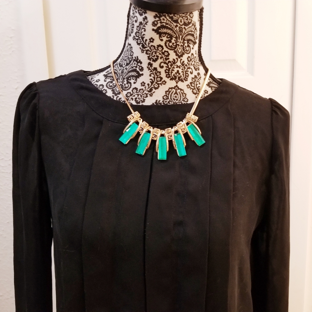 Green Greek Key Bib Statement Necklace